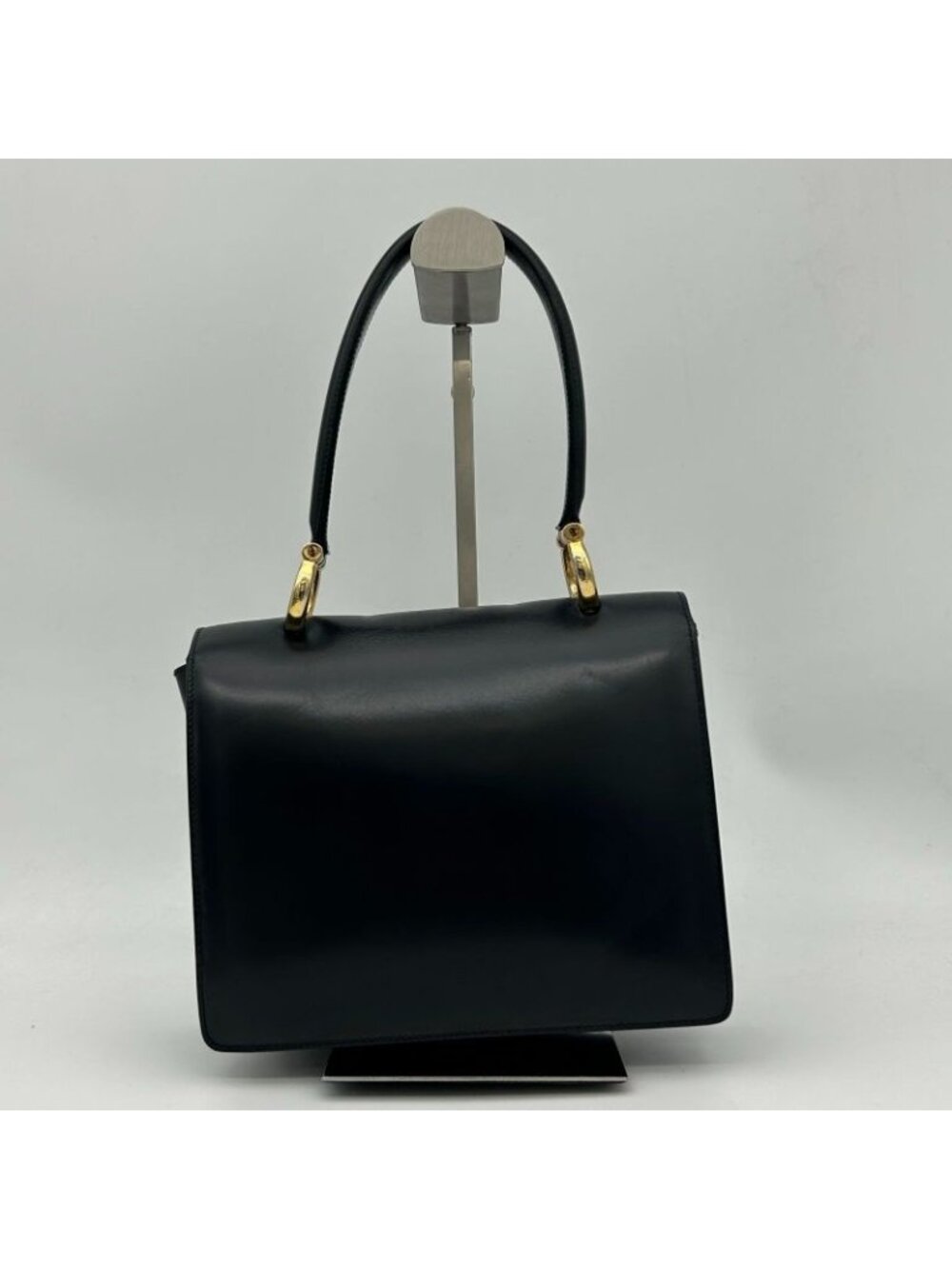 Celine Vintage Double Flap Handbag Small Leather Black - Picture 4 of 13